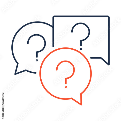 Questioning line icon. Question Marks and Dialogue Icons Representing Curiosity and Inquiry for Knowledge Expansion and Problem Solving.Vector icon.
