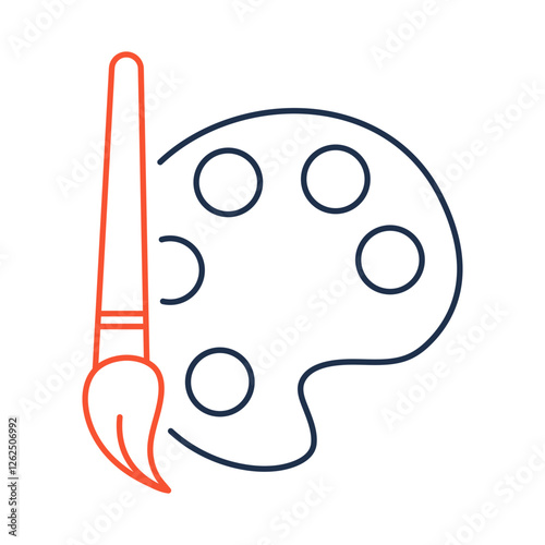 Creativity line icon. Paint Palette and Brush Icon Representing Artistic Expression, Originality, and the Ability to Generate New and Innovative Concepts.Vector icon.