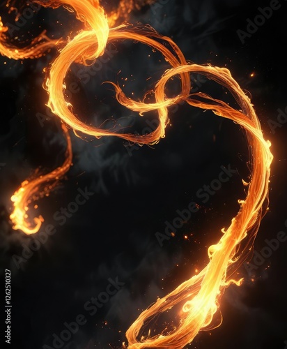 Whispy tendrils of flame engulfed in darkness, eerie, darkness