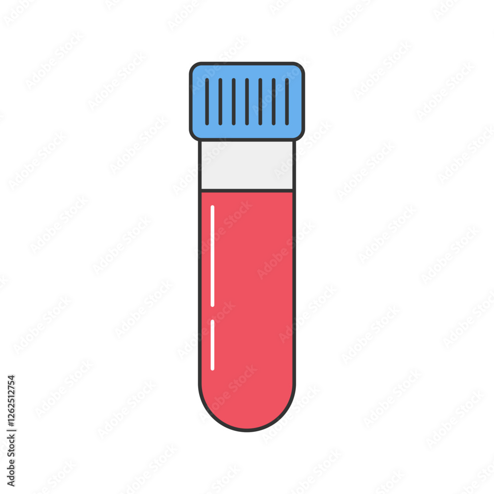 Test Tube. A test tube containing blood, used for laboratory examination. Test Tube. A test tube containing blood, used for laboratory examination.