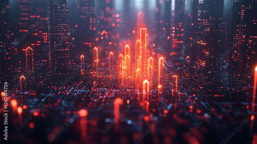 Fototapeta premium Radiant Arrows Symbolizing Exponential Business Growth in Central Financial Chart