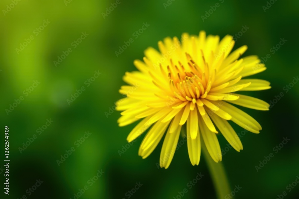 Close-up of dandelion, vibrant yellow petals against lush green , flower, bright Close-up of dandelion, vibrant yellow petals against lush green , flower, bright