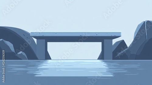 Concrete Bridge Gap Risk Icon Flat Vector Illustration
