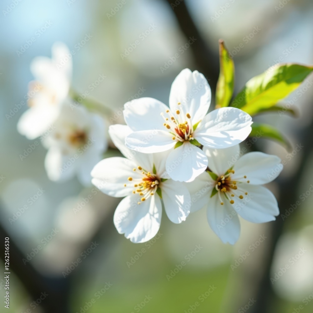 Close-up view of pristine white cherry blossoms, intricate detail , spring flowers, floral, beautiful Close-up view of pristine white cherry blossoms, intricate detail , spring flowers, floral, beautiful
