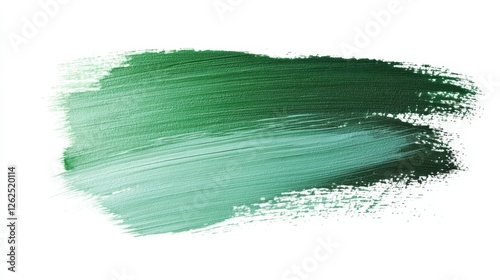 Two toned green paint stroke isolated against white background