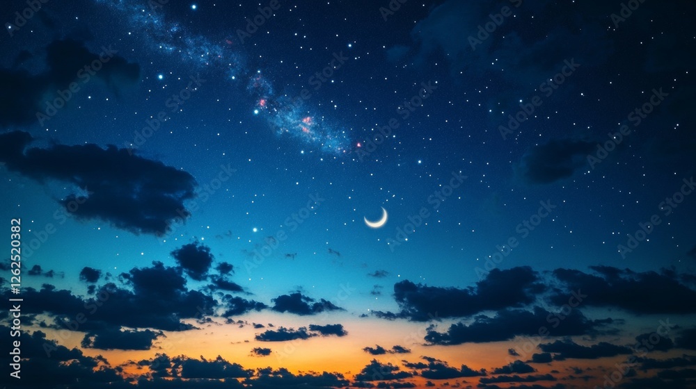 Fototapeta premium Synthetic star field. Solar system sky. Cosmo and Moon. Illustrative representation. Beautiful and mesmerizing space galaxy background with moon.