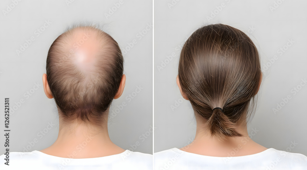 Fototapeta premium Woman's hair transformation before and after