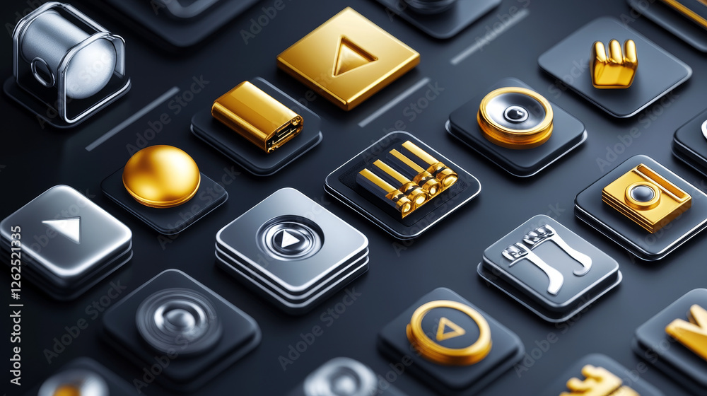 Video resolution icons. Display, monitor or TV definition silver and gold labels, badges, media quality format and 1080p, 4k, ultra HD video resolution and size symbols, monochrome icons or signs Video resolution icons. Display, monitor or TV definition silver and gold labels, badges, media quality format and 1080p, 4k, ultra HD video resolution and size symbols, monochrome icons or signs