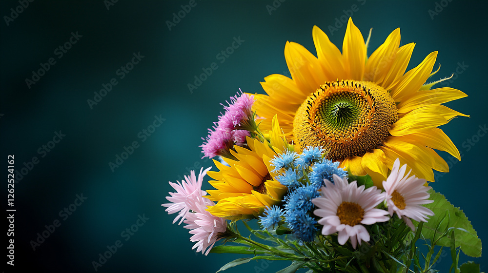 Obraz premium nature-inspired sunflower and wildflower bouquet