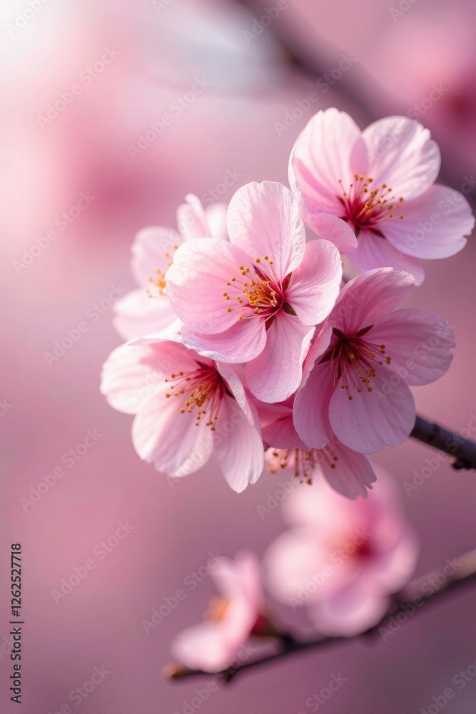 Delicate pink cherry blossoms in full bloom, springtime close-up , natural, garden, pink