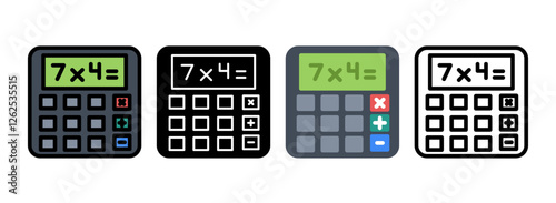 Set of Calculus Line, Line Filled, Glyph, Flat Icons