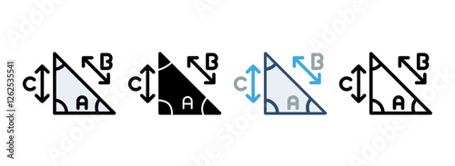 Set of Trigonometry Line, Line Filled, Glyph, Flat Icons