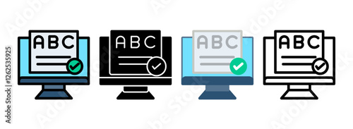 Set of Spelling Line, Line Filled, Glyph, Flat Icons