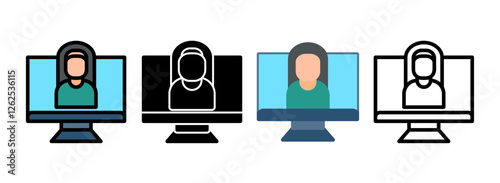 Set of Sculpture Line, Line Filled, Glyph, Flat Icons