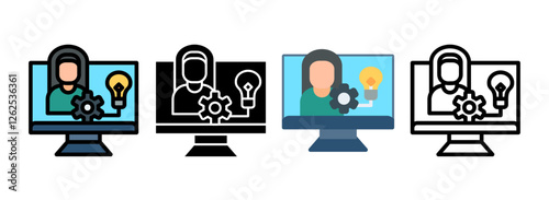 Set of Entrepreneurship Line, Line Filled, Glyph, Flat Icons