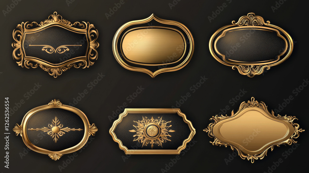 Set of golden retro labels and frames. Jpeg version also available in gallery Set of golden retro labels and frames. Jpeg version also available in gallery
