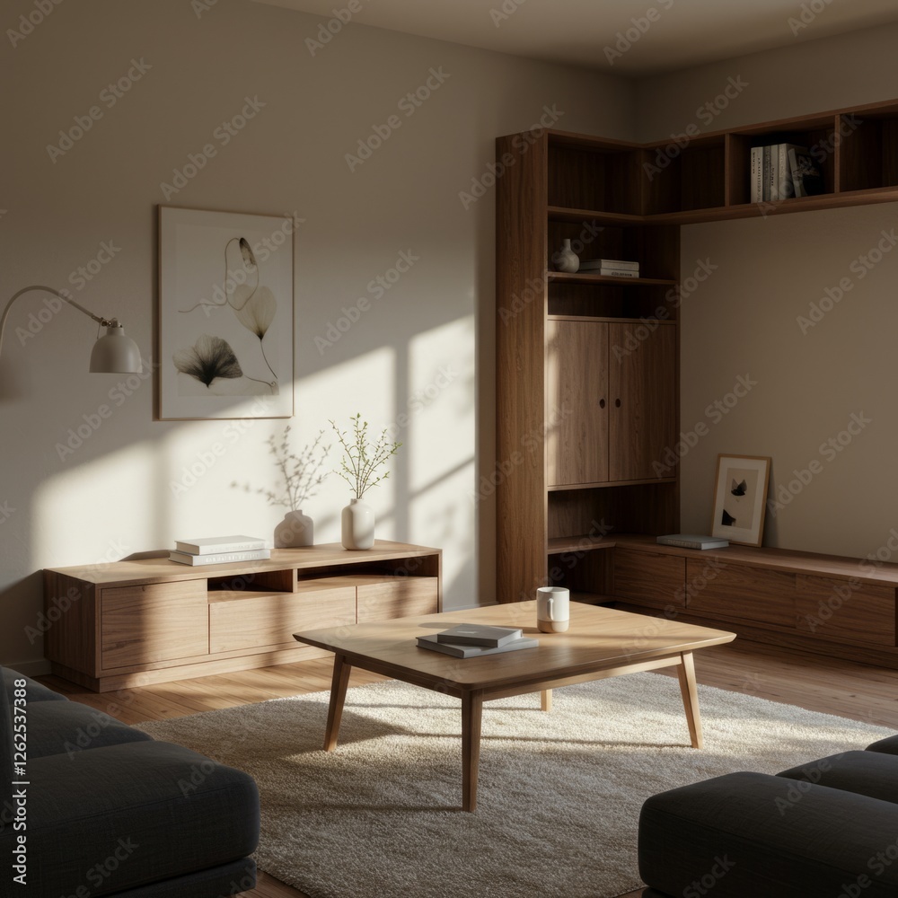 Fototapeta premium Serene Japandi Living Room 