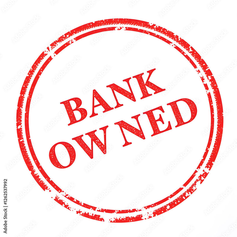 Bank Owned text stamp red rubber stamp on white background. Generative AI Bank Owned text stamp red rubber stamp on white background. Generative AI