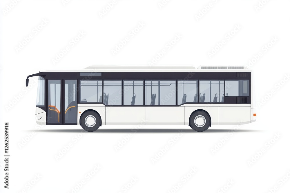 Modern City Bus Side View with Clean Design and Simple Style Modern City Bus Side View with Clean Design and Simple Style