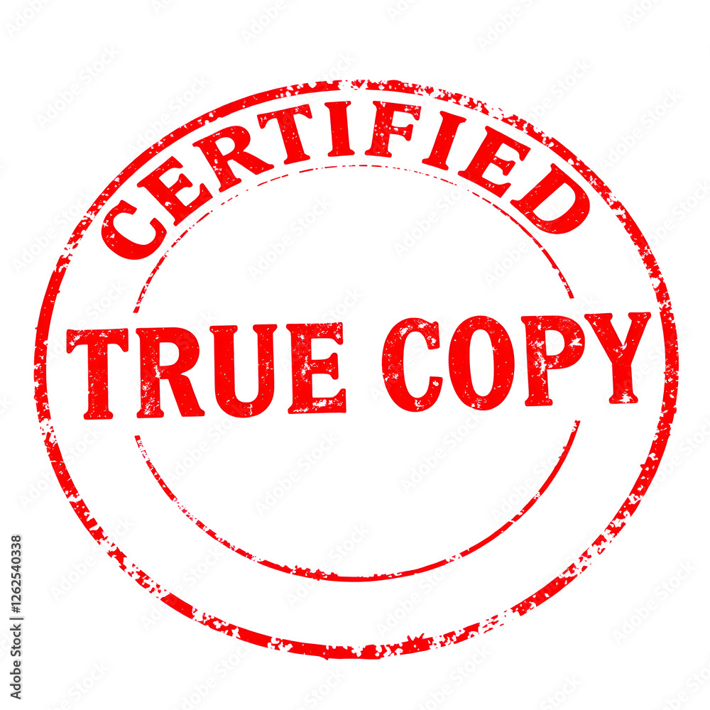 Certified True Copy text stamp red rubber stamp on white background. Generative AI Certified True Copy text stamp red rubber stamp on white background. Generative AI