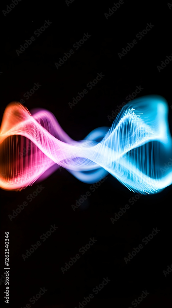Obraz premium Abstract light painting wave, vibrant colors, dark background, energy concept, suitable for tech or design