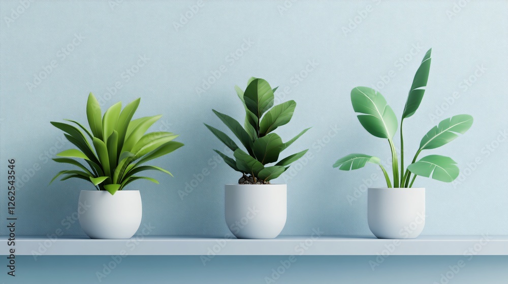 Modern Vector Illustration of 3D Plants for Professional Designs and Marketing Content Modern Vector Illustration of 3D Plants for Professional Designs and Marketing Content