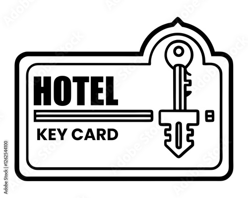 Black and White Hotel Keycard Icon Minimalist Access & Security Vector