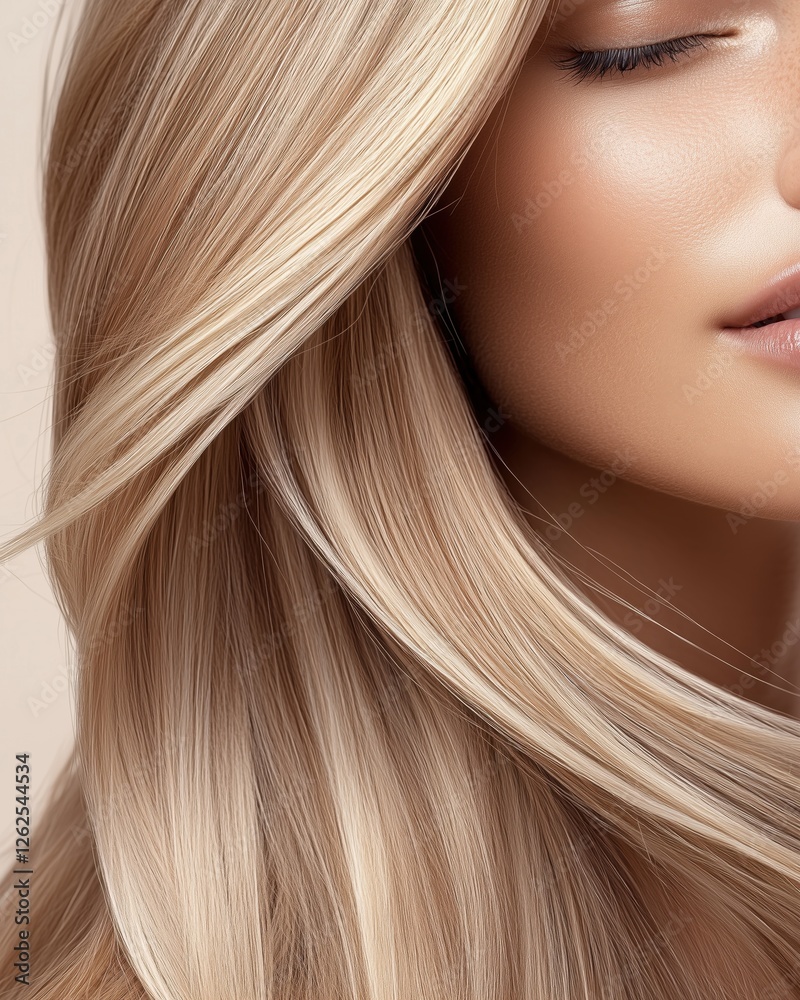 Healthy, vibrant blonde hair with subtle highlights, reflecting elegance and premium hair care. Healthy, vibrant blonde hair with subtle highlights, reflecting elegance and premium hair care.