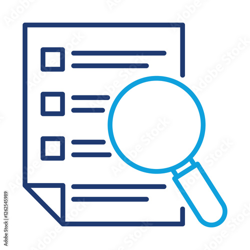Checklist and Magnifying Glass. This icon represents the comprehensive assessment of information, performance, and outcomes for decision making.