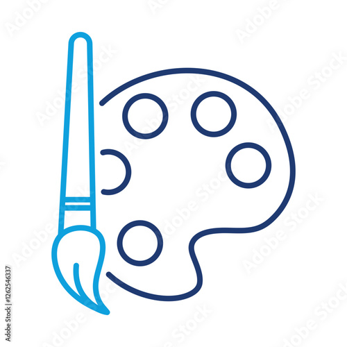 Vector icon of Palette and Brush. This icon shows artistic expression and originality, representing the ability to generate new and innovative concepts.