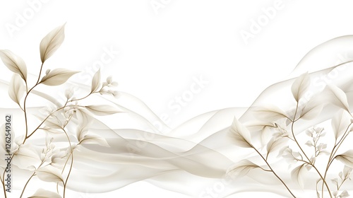 Elegant Beige Floral Design With Flowing Fabric