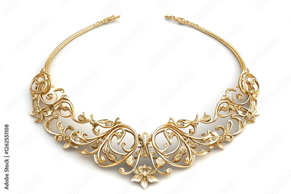 3D Style Elegant Gold Necklace with Delicate Details Luxury and Chic 3D Style Elegant Gold Necklace with Delicate Details Luxury and Chic