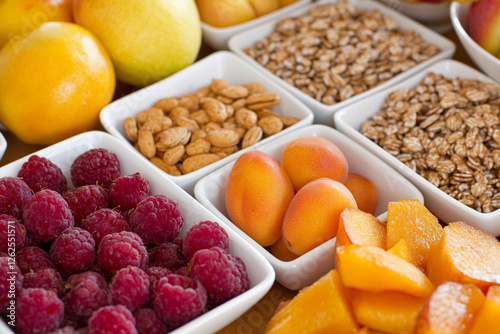 Wallpaper Mural Healthy snack options featuring fresh fruits and protein-rich products for a balanced diet Torontodigital.ca