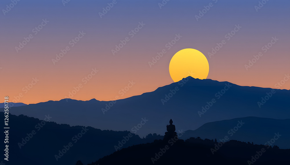 Obraz premium Buddha - Website Banner, silhouette. with white shades
