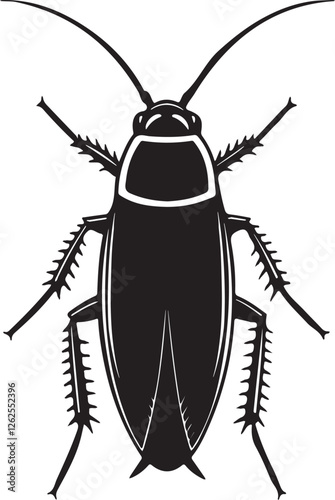 A Cockroach silhouette vector style with white background.
