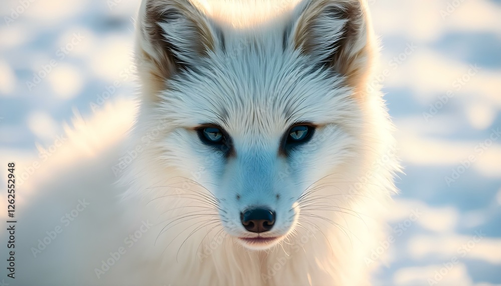 Obraz premium Portrait of a Female Arctic Fox with Detailed Fur and Piercing Gaze