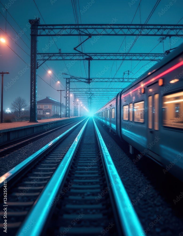 Naklejka premium Modern Train Signal System Operations