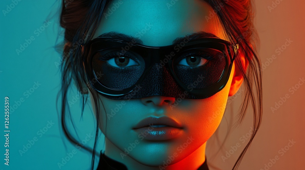 Fototapeta premium Young Woman with a Face Mask, Ultra-detailed Hyper-realistic Render