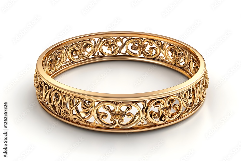3D Style Intricate Gold Bangle with Filigree Design Elegant and Timeless 3D Style Intricate Gold Bangle with Filigree Design Elegant and Timeless