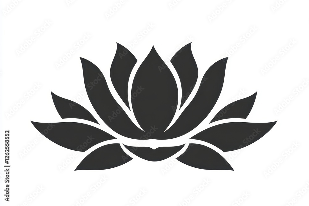 Black Lotus Flower Silhouette on White Background for Design Use Black Lotus Flower Silhouette on White Background for Design Use