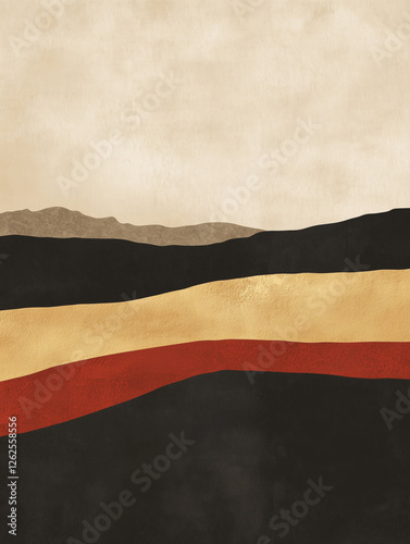 artistic 2d minimalist illustration with landscape layers