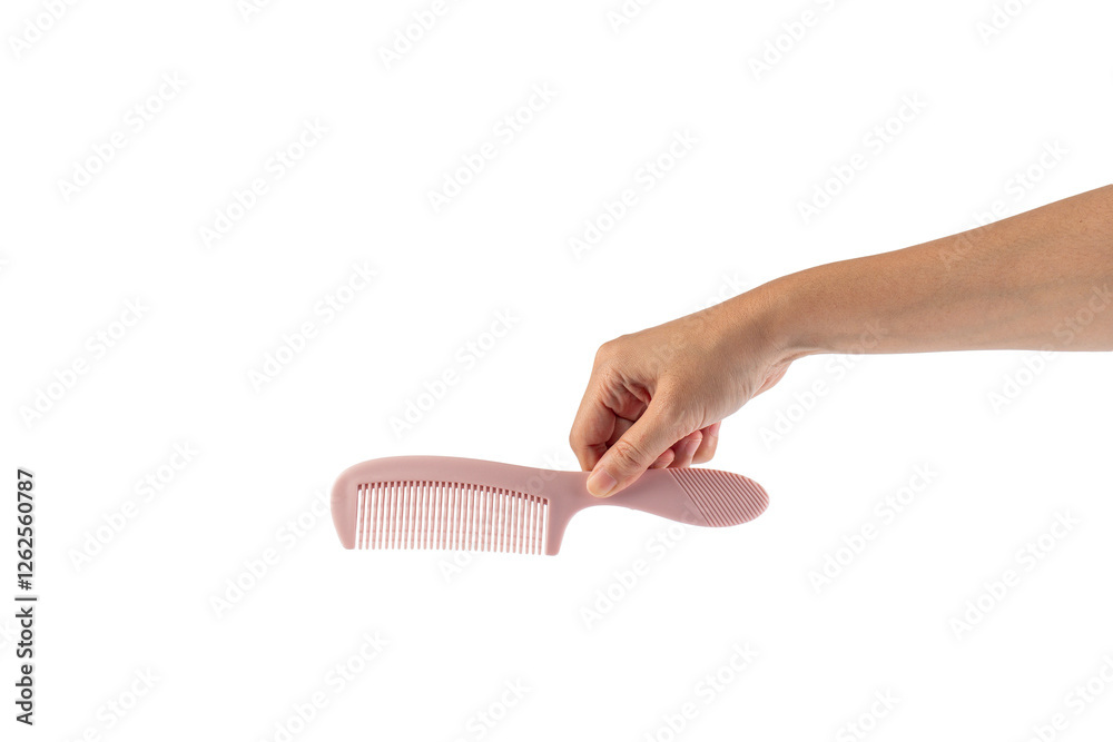 Naklejka premium Hand and hair comb isolated on transparent background