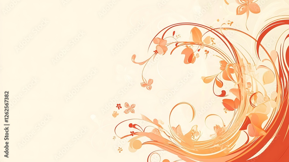 Abstract Orange Floral Design Swirling Background Abstract Orange Floral Design Swirling Background