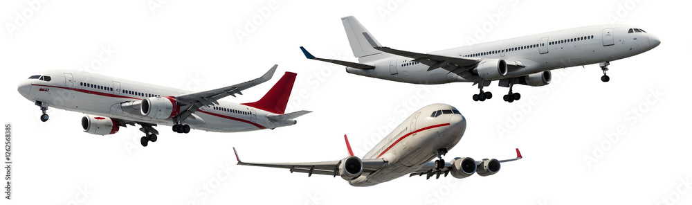 Obraz premium set of airplanes flying over a transparent PNG background