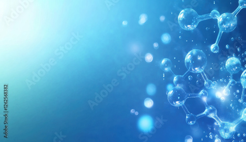 White and light blue medical abstract gradient background with molecules. web banner. Medical background in white and light blue gradient with molecular design.Science, technology and medical concept