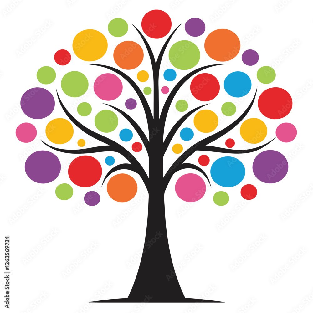 Modern Artistic Tree with Multicolored Circles
