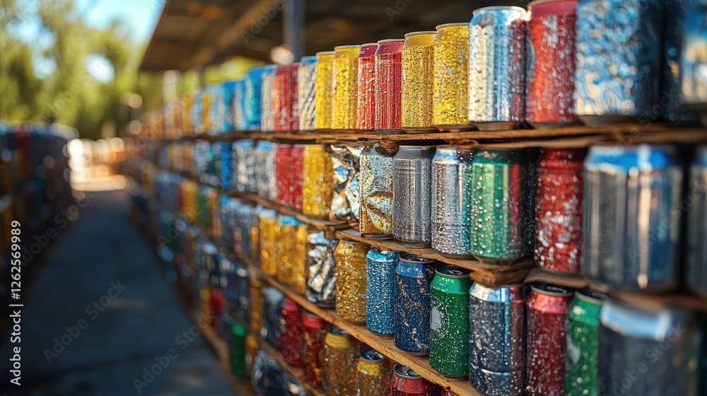 Colorful jars filled with beads neatly arranged on wooden shelves in a shop. Colorful jars filled with beads neatly arranged on wooden shelves in a shop.