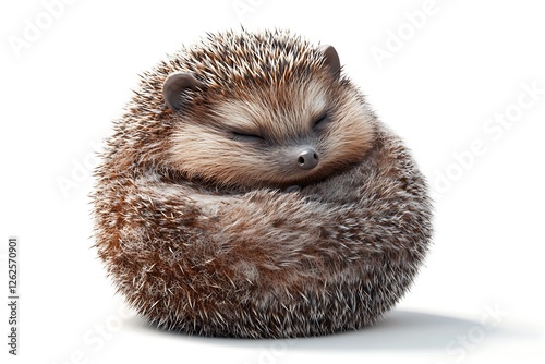 3D Style Adorable Hedgehog Curled into a Ball Cute and Tiny