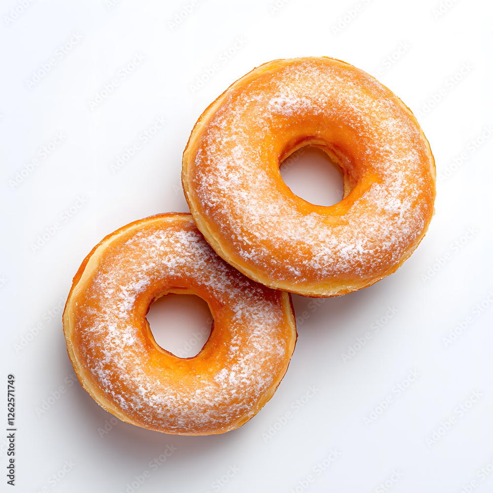 Top view glazed donut with a smooth and shiny icing isolated on white Top view glazed donut with a smooth and shiny icing isolated on white