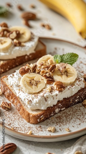 Wallpaper Mural Banana Pecan Toast - A Delightful Breakfast Torontodigital.ca